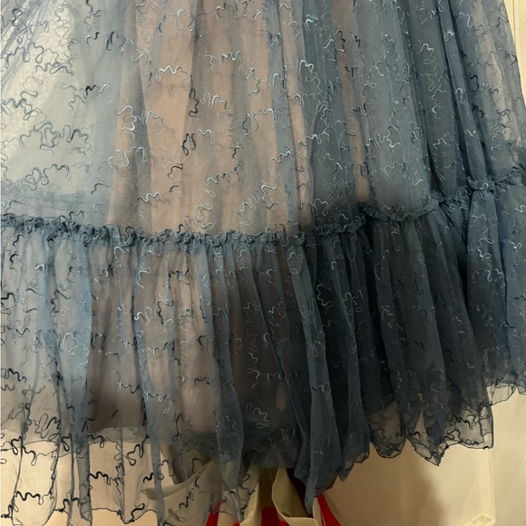 Saloni Camille bow embellished tulle midi gown in blue size US 6 worn once! - Picture 9 of 10